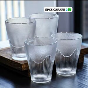 5 PIECES - 1 CARAFE ET 4 TASSES EN VERRE