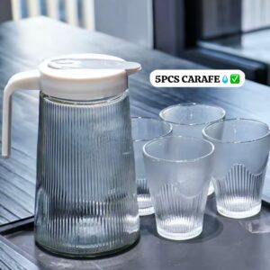 5 PIECES - 1 CARAFE ET 4 TASSES EN VERRE