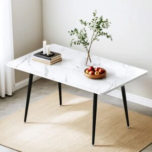 TABLE DE SALLE A MANGER EN MARBRE PIEDS EN METAL NOIR   F.U26